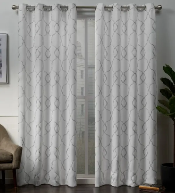 Curtains & Drapes-Kirkland's Home Winter Belmont Blackout Curtain Panel Set, 84 In. White