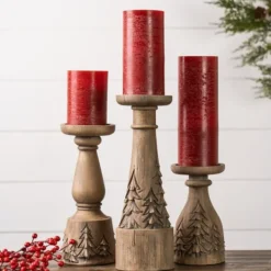 Candle Holders-Kirkland's Home Winter Forest Candle Holders, Set Of 3 Brown