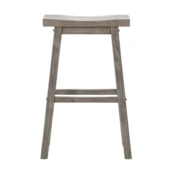 Bar Stools & Counter Height Stools-Kirkland's Home Wire Brushed Saddle Wood Bar Stool Gray