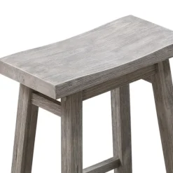 Bar Stools & Counter Height Stools-Kirkland's Home Wire Brushed Saddle Wood Bar Stool Gray