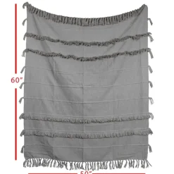 Blankets & Throws-Kirkland's Home With Fringe Rayon Throw Blanket Gray