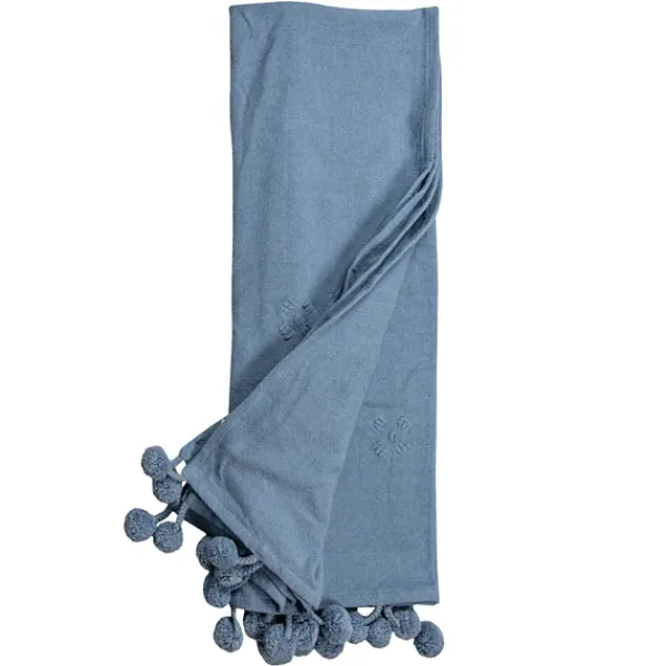 Blankets & Throws-Kirkland's Home With Pom Poms Throw Blanket Blue