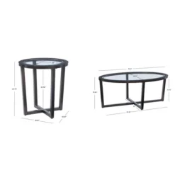 Coffee Tables-Kirkland's Home Wood & Glass Top 3-Pc. Table Set Brown