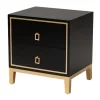 Nightstands-Kirkland's Home Wood & Gold Accent 2-Drawer Nightstand Black