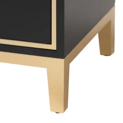 Nightstands-Kirkland's Home Wood & Gold Accent 2-Drawer Nightstand Black