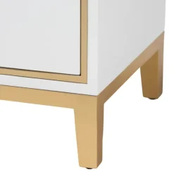 Nightstands-Kirkland's Home Wood & Gold Accent 2-Drawer Nightstand White