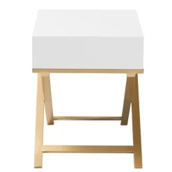 Nightstands-Kirkland's Home Wood & Gold X-Base Nightstand White