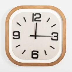 Clocks-Kirkland's Home Wood & Linen Rounded Edge Wall Clock