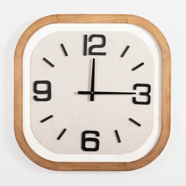 Clocks-Kirkland's Home Wood & Linen Rounded Edge Wall Clock