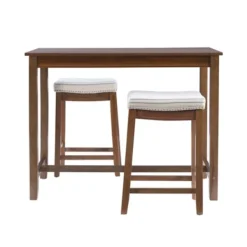 Dining Tables-Kirkland's Home Wood & Upholstered Stools 3-Pc. Dining Set Brown