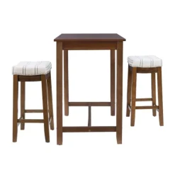 Dining Tables-Kirkland's Home Wood & Upholstered Stools 3-Pc. Dining Set Brown