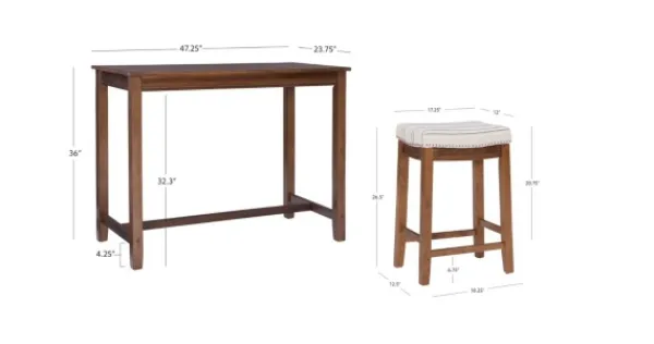 Dining Tables-Kirkland's Home Wood & Upholstered Stools 3-Pc. Dining Set Brown