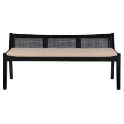 Benches & Ottomans-Kirkland's Home Wood And Cane Upholstered Bench Black