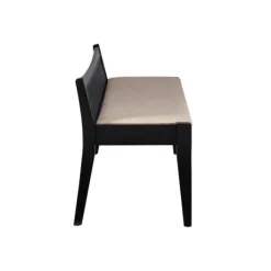 Benches & Ottomans-Kirkland's Home Wood And Cane Upholstered Bench Black