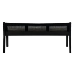 Benches & Ottomans-Kirkland's Home Wood And Cane Upholstered Bench Black