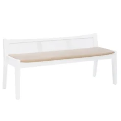 Benches & Ottomans-Kirkland's Home Wood And Cane Upholstered Bench White