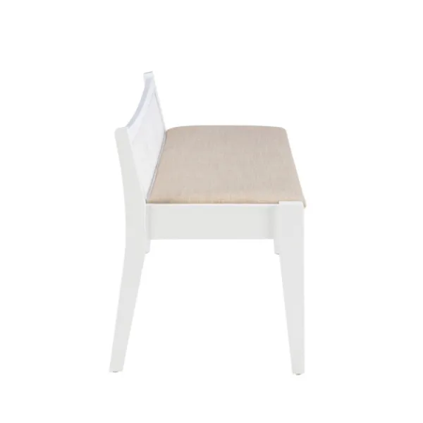 Benches & Ottomans-Kirkland's Home Wood And Cane Upholstered Bench White