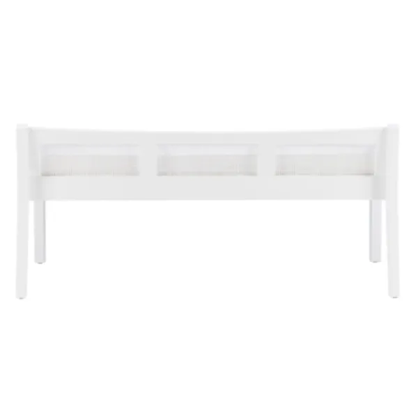 Benches & Ottomans-Kirkland's Home Wood And Cane Upholstered Bench White