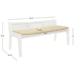 Benches & Ottomans-Kirkland's Home Wood And Cane Upholstered Bench White