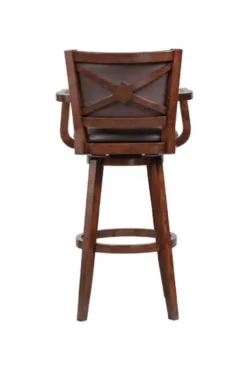 Bar Stools & Counter Height Stools-Kirkland's Home Wood And Faux Leather Swivel Bar Stool Brown