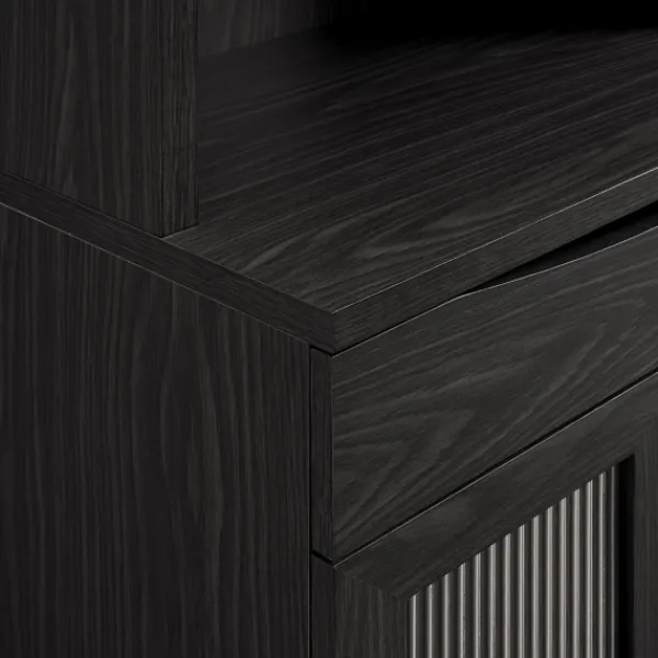 Kitchen Islands & Bar Carts-Kirkland's Home Wood And Glass 2-Door Bar Cabinet Black