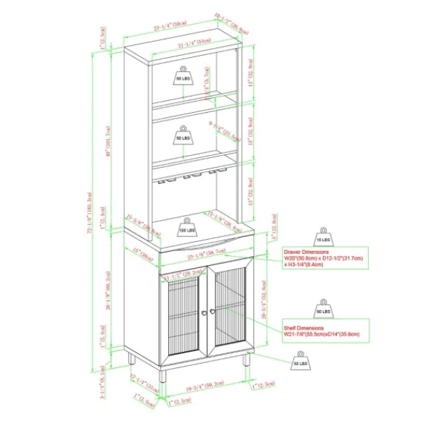 Kitchen Islands & Bar Carts-Kirkland's Home Wood And Glass 2-Door Bar Cabinet Black