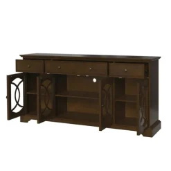 Tv Stands & Media Consoles-Kirkland's Home Wood And Glass 4-Door Media Cabinet Brown