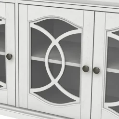 Tv Stands & Media Consoles-Kirkland's Home Wood And Glass 4-Door Media Cabinet White
