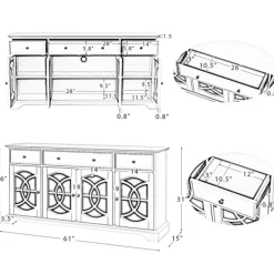 Tv Stands & Media Consoles-Kirkland's Home Wood And Glass 4-Door Media Cabinet White