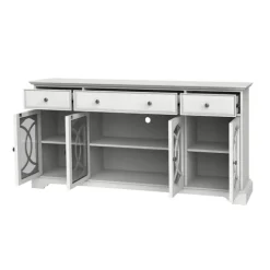 Tv Stands & Media Consoles-Kirkland's Home Wood And Glass 4-Door Media Cabinet White