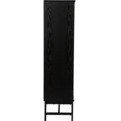 Cabinets & Sideboards-Kirkland's Home Wood And Glass 8-Shelf Cabinet Black