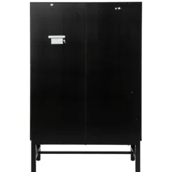 Cabinets & Sideboards-Kirkland's Home Wood And Glass 8-Shelf Cabinet Black