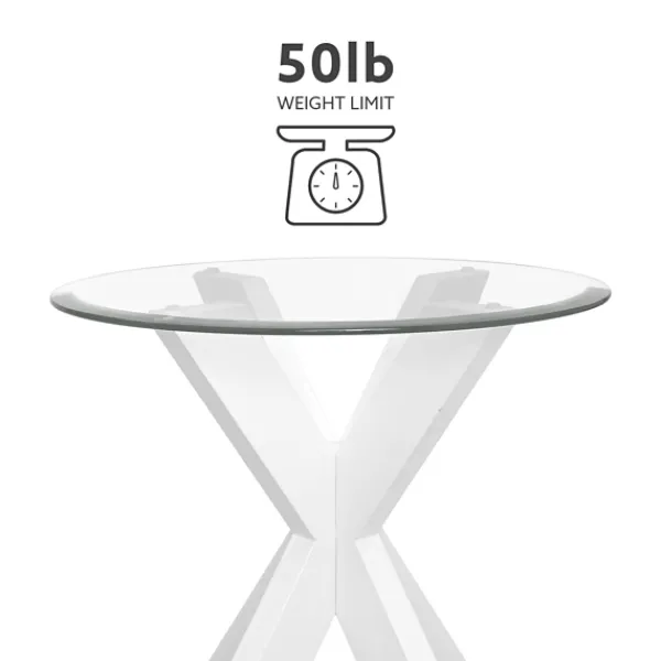 Accent & End Tables-Kirkland's Home Wood And Glass Top X-Base Accent Table White