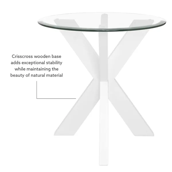 Accent & End Tables-Kirkland's Home Wood And Glass Top X-Base Accent Table White