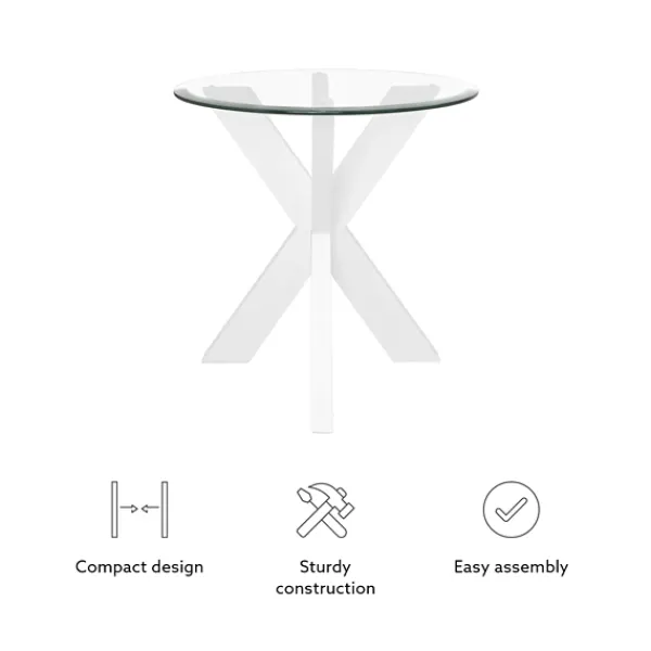 Accent & End Tables-Kirkland's Home Wood And Glass Top X-Base Accent Table White