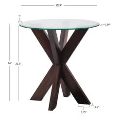 Accent & End Tables-Kirkland's Home Wood And Glass Top X-Base Accent Table Brown