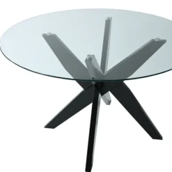 Dining Tables-Kirkland's Home Wood And Glass X-Base Dining Table Black