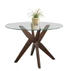 Dining Tables-Kirkland's Home Wood And Glass X-Base Dining Table Brown