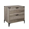 Office Furniture-Kirkland's Home Wood And Iron Accent Filing Cabinet Gray
