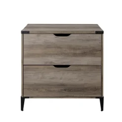 Office Furniture-Kirkland's Home Wood And Iron Accent Filing Cabinet Gray