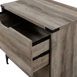 Office Furniture-Kirkland's Home Wood And Iron Accent Filing Cabinet Gray