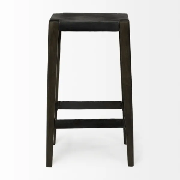 Bar Stools & Counter Height Stools-Kirkland's Home Wood And Metal Bar Stool Black