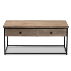 Coffee Tables-Kirkland's Home Wood And Metal 2-Drawer Coffee Table Brown