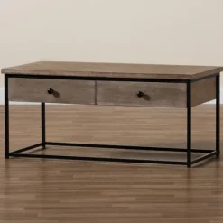 Coffee Tables-Kirkland's Home Wood And Metal 2-Drawer Coffee Table Brown