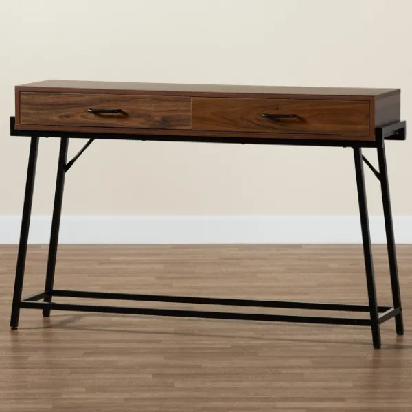 Console Tables-Kirkland's Home Wood And Metal 2-Drawer Console Table Brown