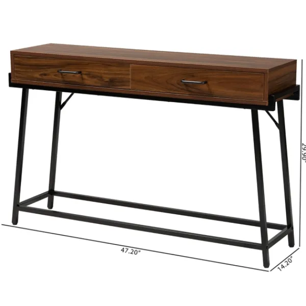 Console Tables-Kirkland's Home Wood And Metal 2-Drawer Console Table Brown