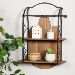 Shelves-Kirkland's Home Wood And Metal Farmhouse Sled Wall Shelf