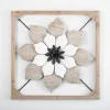 Wall Plaques-Kirkland's Home Wood And Metal Flower Ii Framed Wall Plaque White/Black/Tan