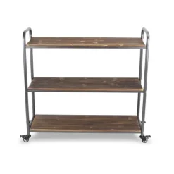 Office Furniture-Kirkland's Home Wood And Metal Frame 3-Tier Rolling Shelf