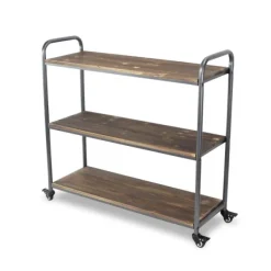 Office Furniture-Kirkland's Home Wood And Metal Frame 3-Tier Rolling Shelf